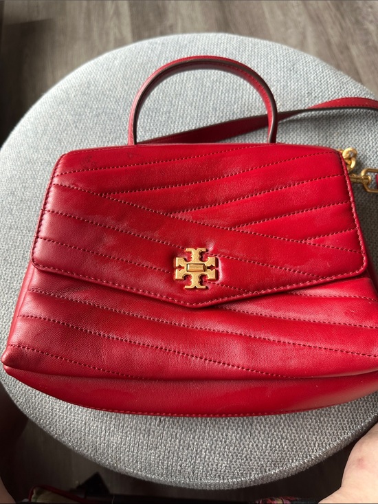 Tory Burch Handbags - Tory Burch Red Quilted Leather Top-Handle Satchel with Gold Logo Accent